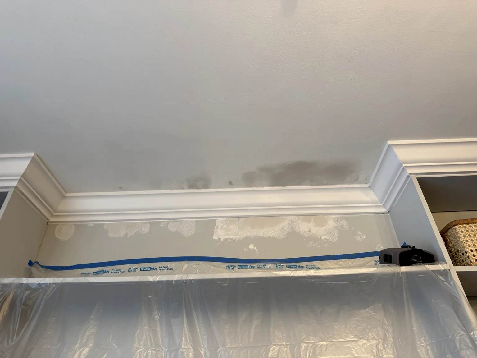 Ceiling patch repair in progress